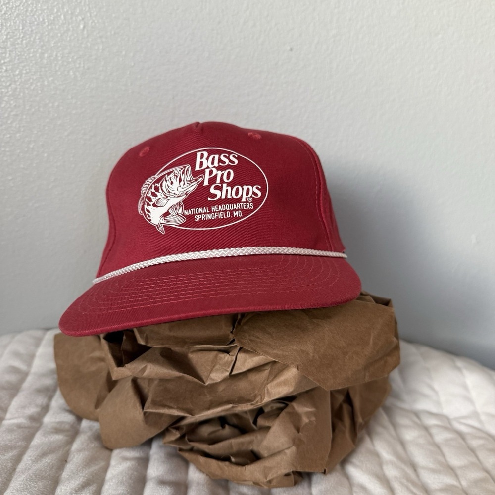 Bass Pro Shops Fishing Hat Spell Out Logo Rope Snapback Trucker Baseball Dad Cap